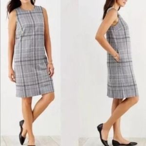 J. Jill Gray Plaid Ponte Sleeveless Dress Medium